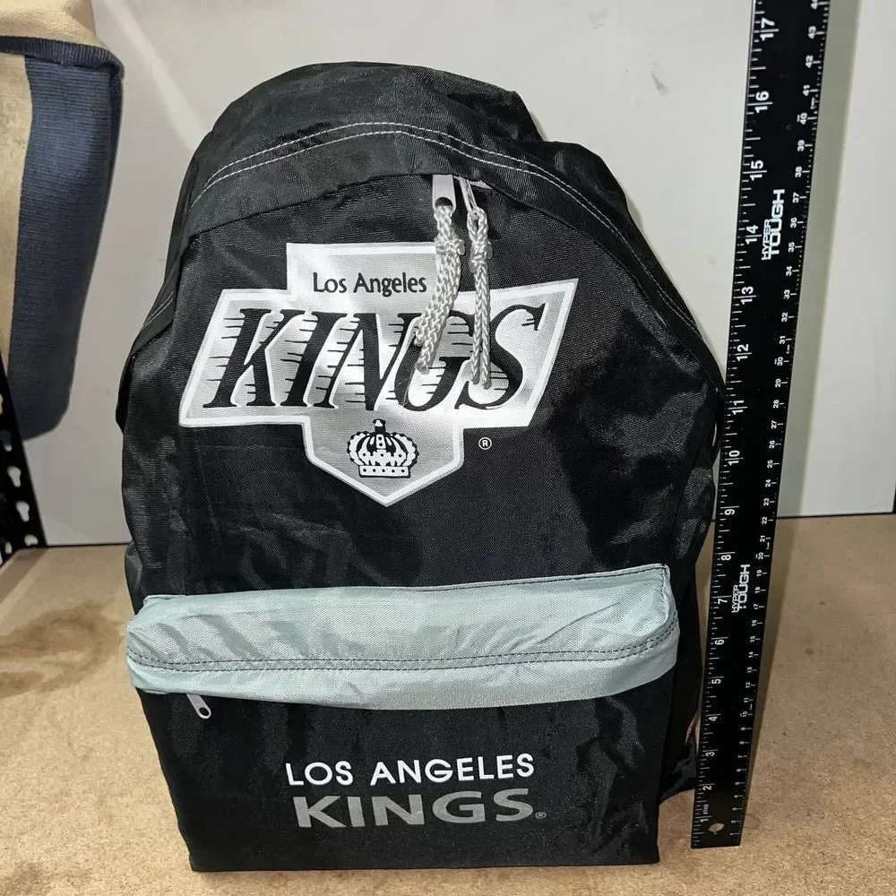 Vintage Los Angeles LA Kings Backpack Bag Black NHL Nasco Lightweight Printed‎